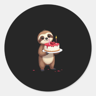 Funny Birthday Cake with Sloth Costume for Boys an Classic Round Sticker