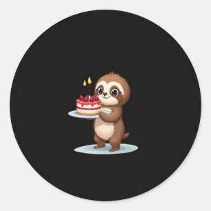Funny Birthday Cake with Sloth Costume for Boys an Classic Round Sticker
