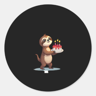 Funny Birthday Cake with Sloth Costume for Boys an Classic Round Sticker