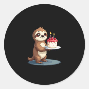 Funny Birthday Cake with Sloth Costume for Boys an Classic Round Sticker