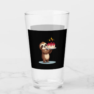 Funny Birthday Cake with Sloth Costume for Boys an Glass