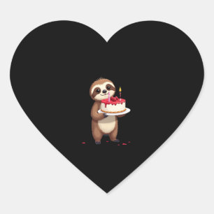 Funny Birthday Cake with Sloth Costume for Boys an Heart Sticker