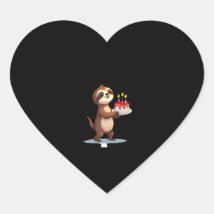 Funny Birthday Cake with Sloth Costume for Boys an Heart Sticker