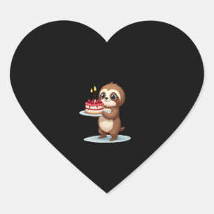 Funny Birthday Cake with Sloth Costume for Boys an Heart Sticker