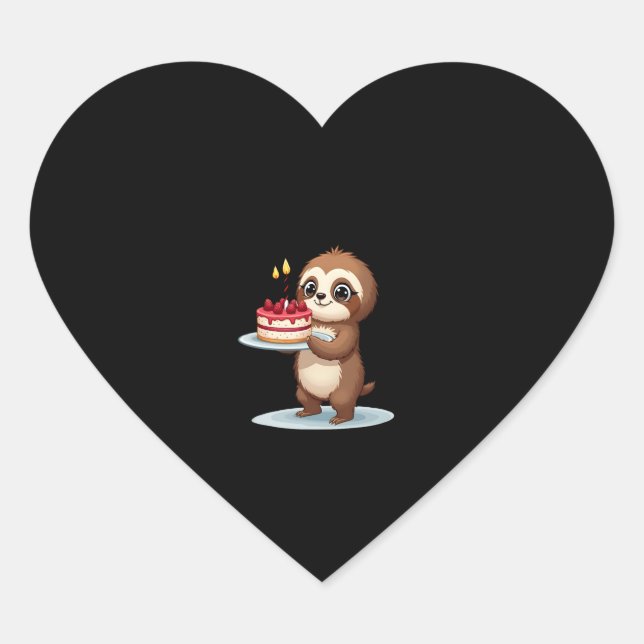 Funny Birthday Cake with Sloth Costume for Boys an Heart Sticker (Front)