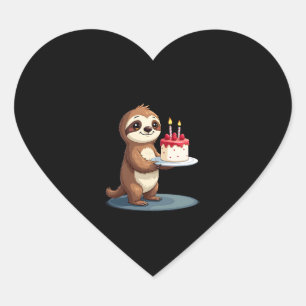 Funny Birthday Cake with Sloth Costume for Boys an Heart Sticker