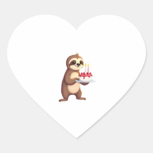 Funny Birthday Cake with Sloth Costume for Boys an Heart Sticker