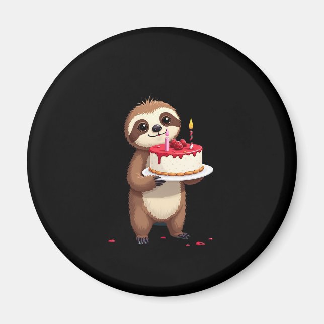 Funny Birthday Cake with Sloth Costume for Boys an Magnet (Front)