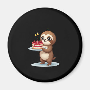 Funny Birthday Cake with Sloth Costume for Boys an Magnet