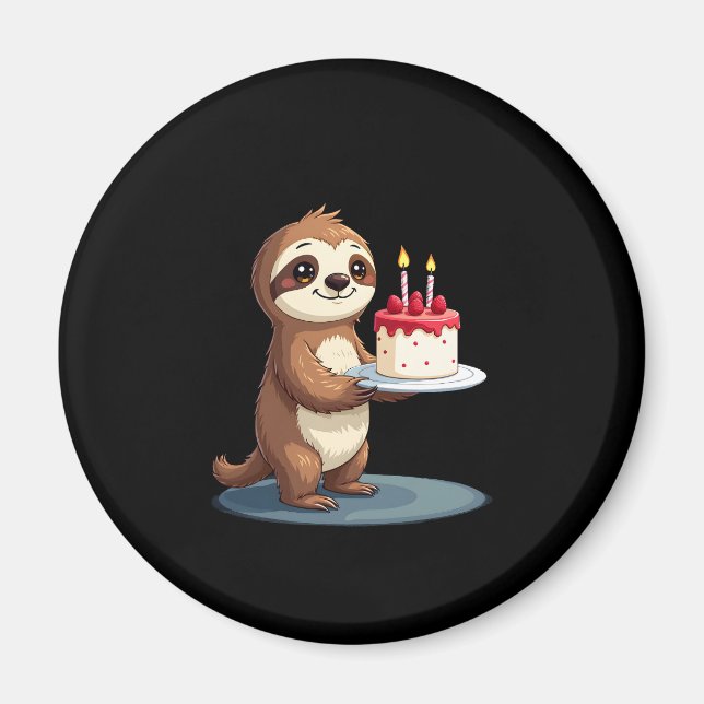 Funny Birthday Cake with Sloth Costume for Boys an Magnet (Front)