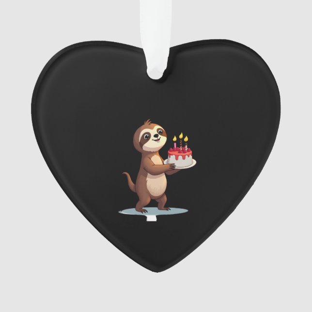 Funny Birthday Cake with Sloth Costume for Boys an Ornament (Front)