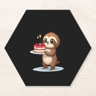 Funny Birthday Cake with Sloth Costume for Boys an Paper Coaster