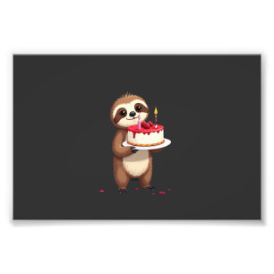 Funny Birthday Cake with Sloth Costume for Boys an Photo Print