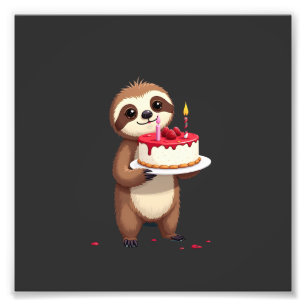 Funny Birthday Cake with Sloth Costume for Boys an Photo Print