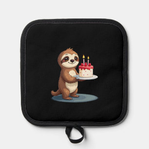 Funny Birthday Cake with Sloth Costume for Boys an Pot Holder