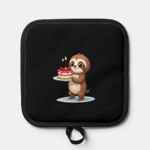 Funny Birthday Cake with Sloth Costume for Boys an Pot Holder