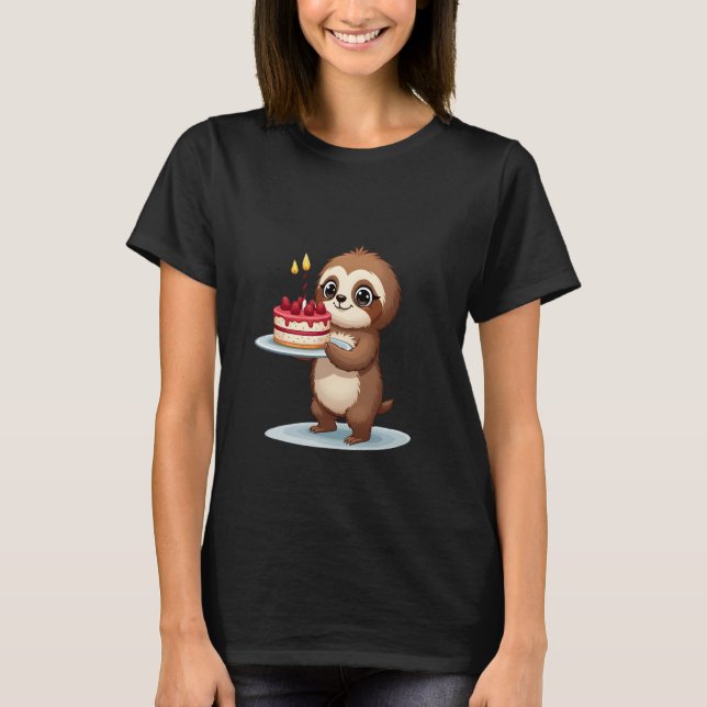 Funny Birthday Cake with Sloth Costume for Boys an T-Shirt (Front)