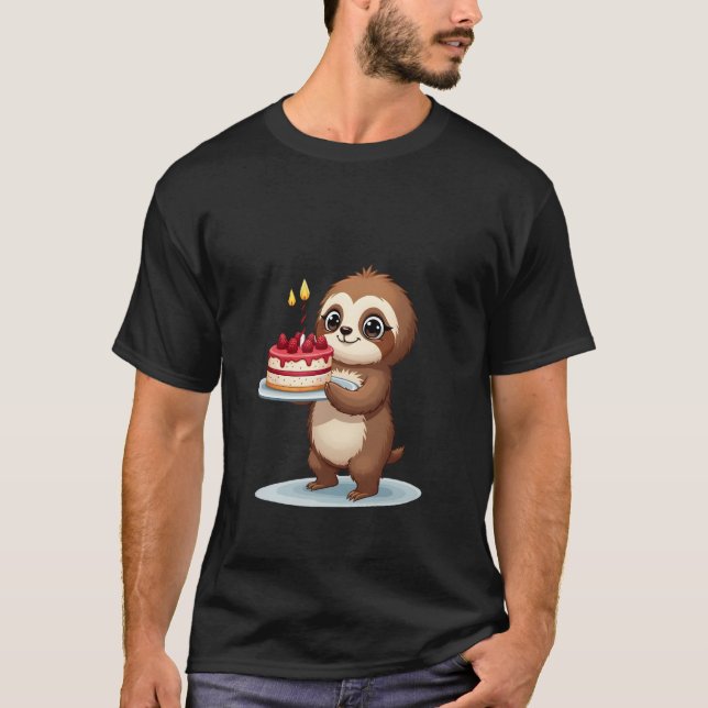 Funny Birthday Cake with Sloth Costume for Boys an T-Shirt (Front)