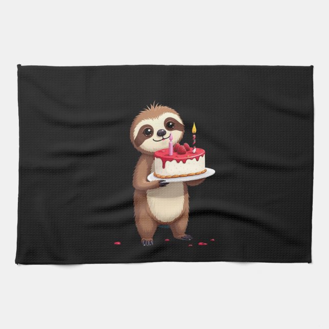 Funny Birthday Cake with Sloth Costume for Boys an Tea Towel (Horizontal)