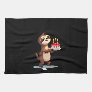 Funny Birthday Cake with Sloth Costume for Boys an Tea Towel
