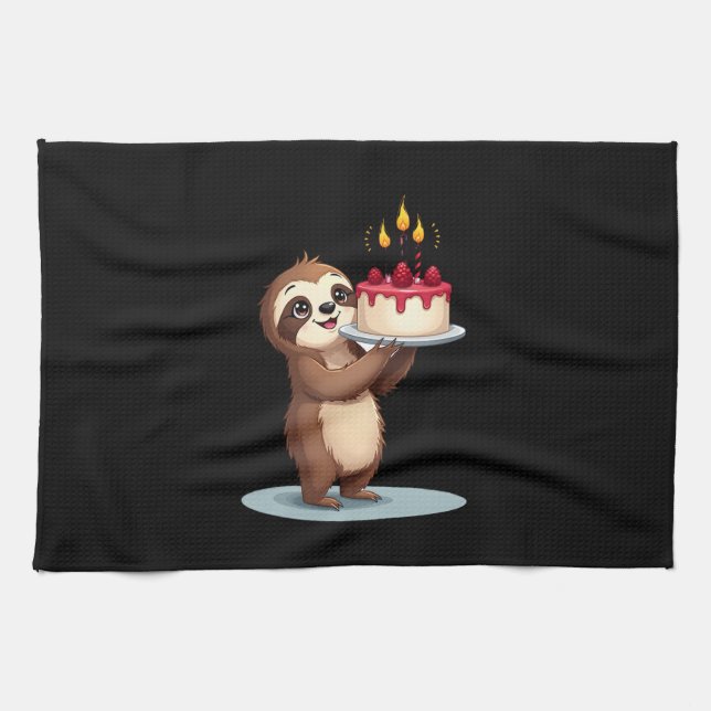 Funny Birthday Cake with Sloth Costume for Boys an Tea Towel (Horizontal)