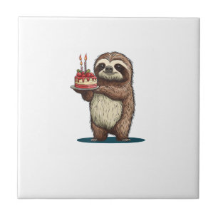 Funny Birthday Cake with Sloth Costume for Boys an Tile