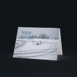 Funny birthday card<br><div class="desc">Tyre tracks on snow covered road</div>