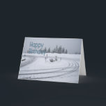Funny birthday card<br><div class="desc">Tyre tracks on snow covered road</div>