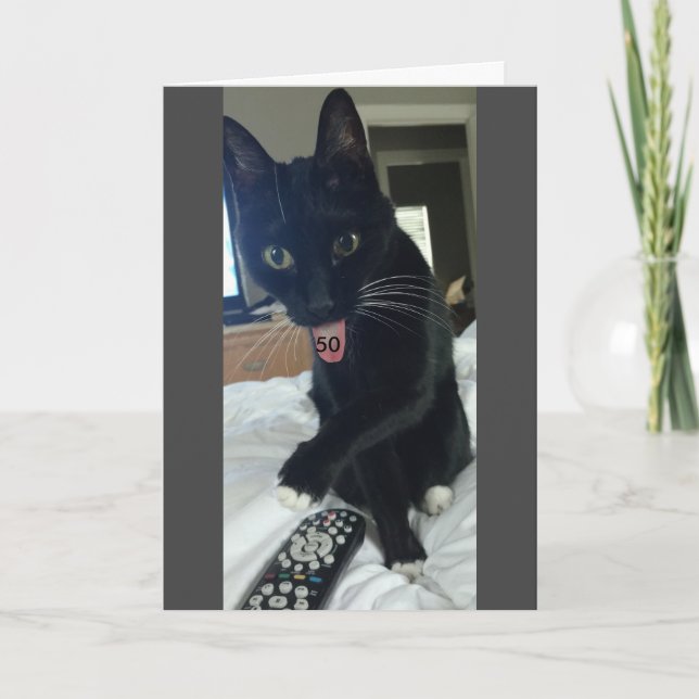 Funny birthday card 50th cat (Front)