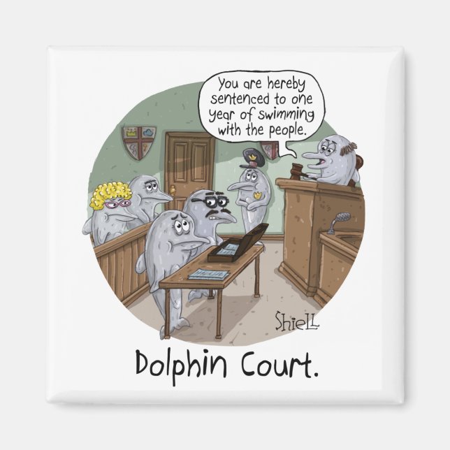 FUNNY BIRTHDAY CARD and GIFT with CUTE DOLPHINS Magnet (Front)