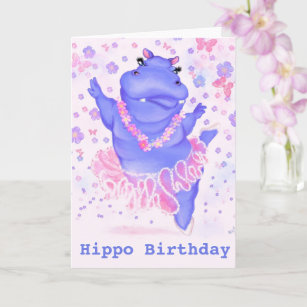 Funny Birthday Card Ballerina Hippo Ballet Dancer