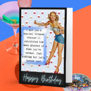 Funny Birthday Card Best Friend "Fitness Tracker"