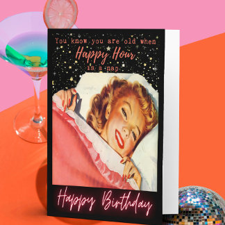 Funny Birthday Card Best Friend "Happy Hour":