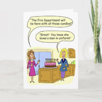 Funny Birthday Card:  Candles and Firemen