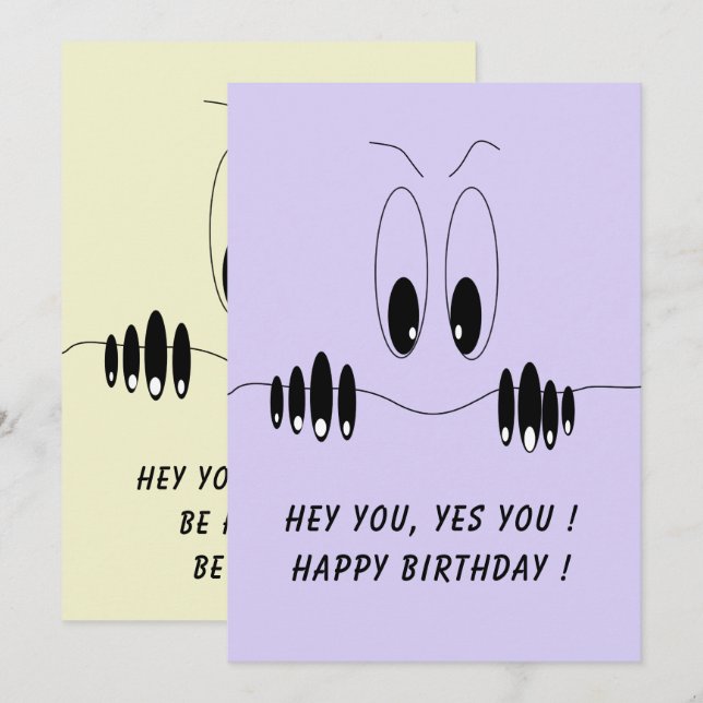 Funny Birthday Card Curiosity Eyes - Custom Text (Front/Back)