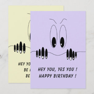 Funny Birthday Card Curiosity Eyes - Custom Text