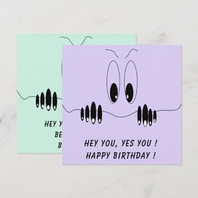Funny Birthday Card Curiosity Eyes - Custom Text (Front/Back)