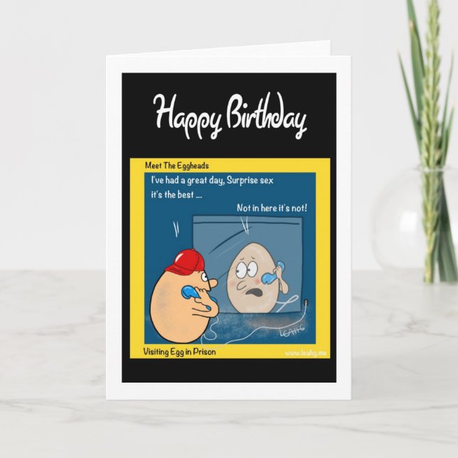 Funny Birthday Card - egg in prison cartoon funny (Front)