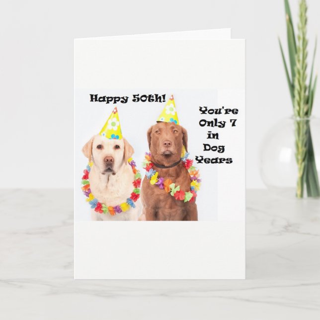 Funny Birthday Card for 50th  for Dog Lovers (Front)