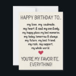 Funny Birthday Card For Men Husband Boyfriend Him<br><div class="desc">A heartfelt birthday card to celebrate the one who means everything to you — your soulmate,  your best friend,  your world.

Perfect for husband,  wife,  boyfriend,  or girlfriend. Personal,  sweet,  and unforgettable.

Blank inside for your own message. Great for birthdays,  anniversaries,  or just because 💕</div>