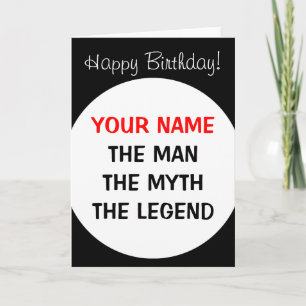Funny Birthday card for men   The man myth legend