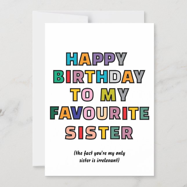 Funny Birthday Card for Sister to my favourite sst (Front)