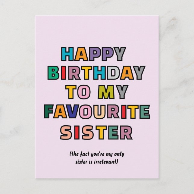 Funny Birthday Card for Sister to my favourite sst (Front)