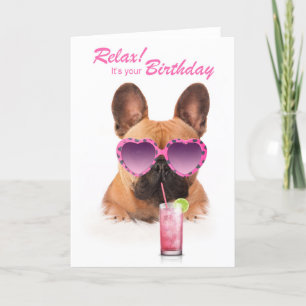 Funny birthday card french bulldog dog sunglasses