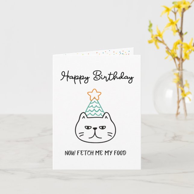 funny birthday card from cat (Yellow Flower)