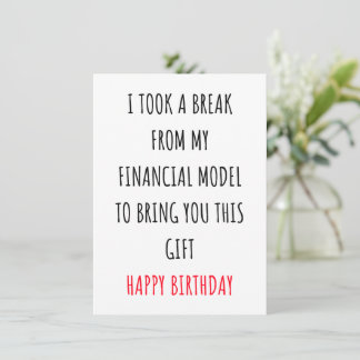 Funny birthday card from investment bankers