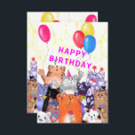 Funny Birthday Card Happy Cat Party<br><div class="desc">Funny Birthday Cards with Happy Cat Party Cartoon Drawing Cute Funny Cats Birthday Celebration - Customisable - or Choose / Add Your Unique Text / Font / Colour / Size - Make Your Special Card Gift - Resize and move or remove and add elements / image with Customisation tool !...</div>