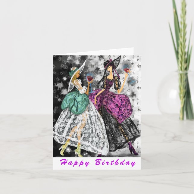 Funny Birthday Card Ladies Drinking Wine - Cheers (Front)
