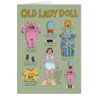FUNNY Birthday Card Old Lady Paper Doll