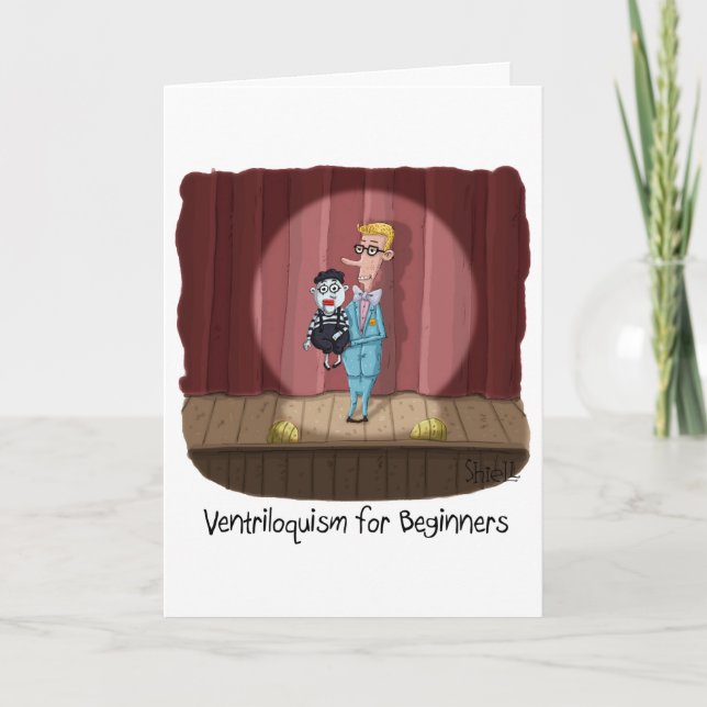 Funny Birthday Card - Ventriloquism for Beginners (Front)